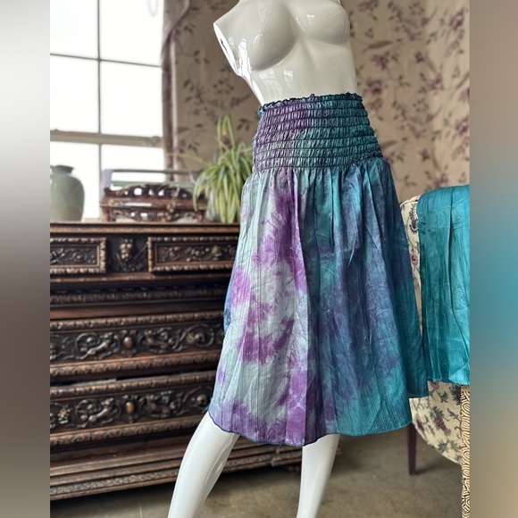 Pull up Dress and skirt in one. Pool easy wear Bikini cover turquoise color mix - Picture 4 of 6